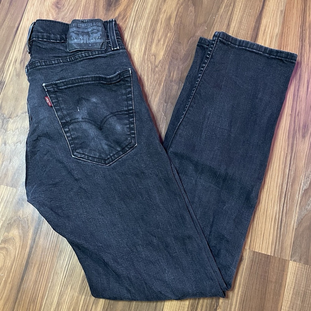 Men's 28x30 Levi's 505 Regular Fit Mid Rise Black Wash Denim Jeans 90s Punk Rock